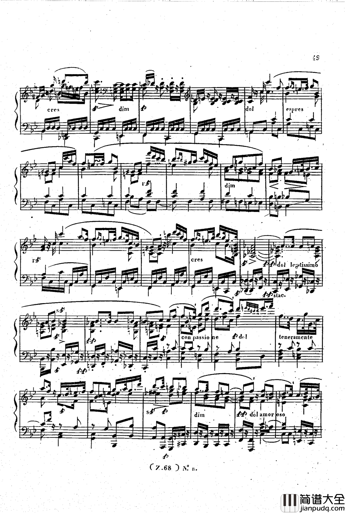 _d小调第六钢琴奏鸣曲_Op.124钢琴谱_车尔尼_Czerny