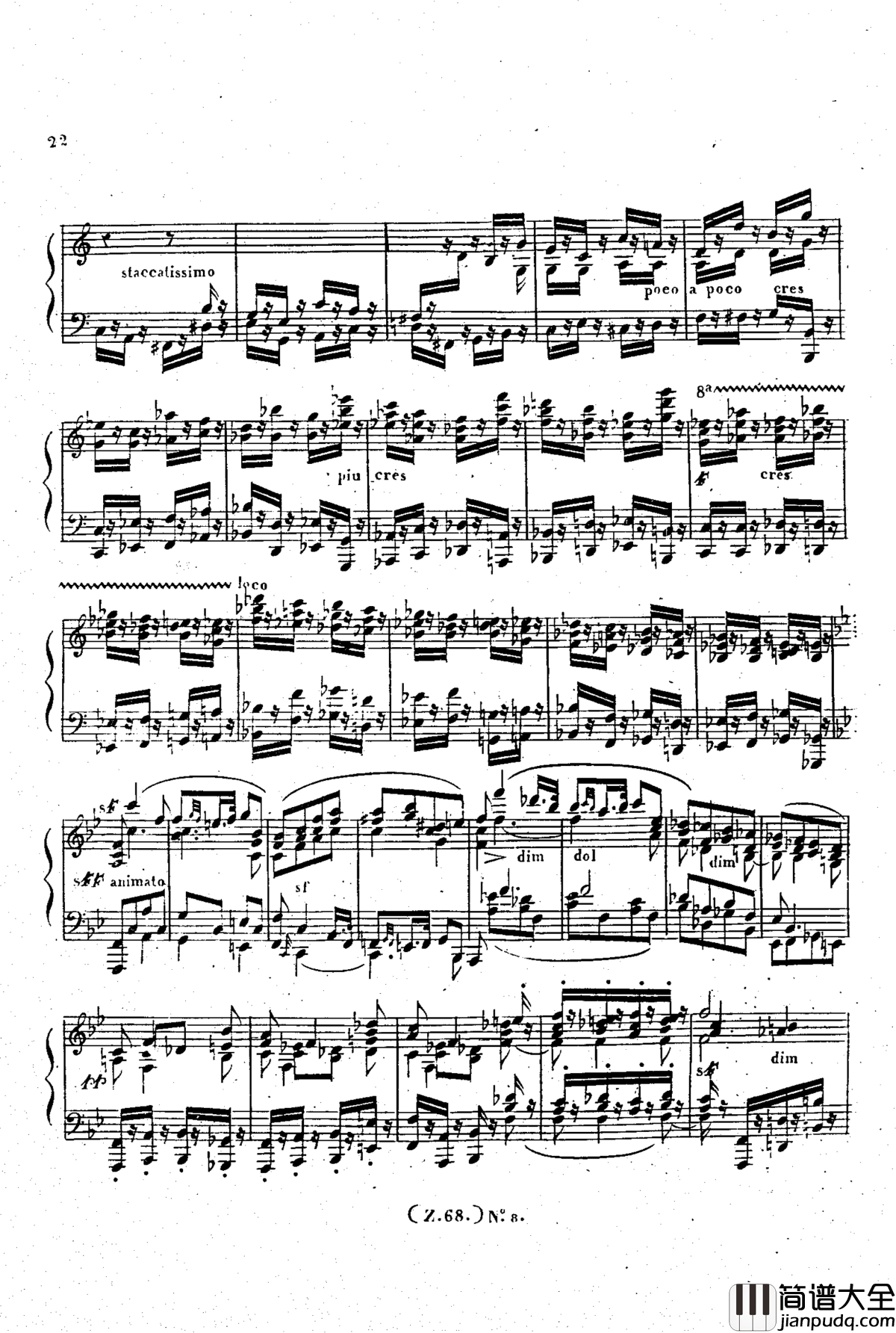 _d小调第六钢琴奏鸣曲_Op.124钢琴谱_车尔尼_Czerny