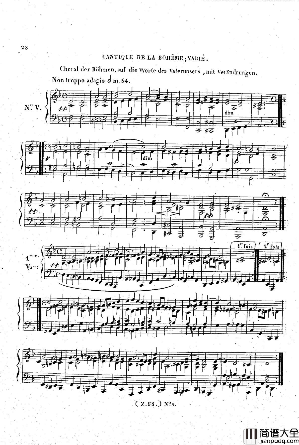 _d小调第六钢琴奏鸣曲_Op.124钢琴谱_车尔尼_Czerny