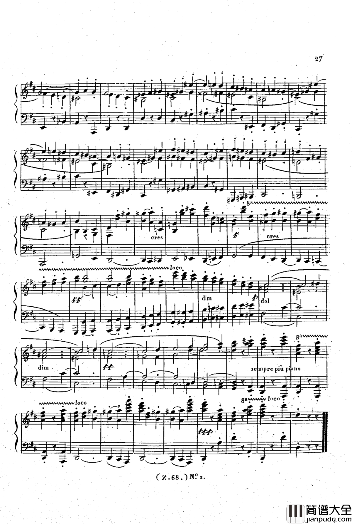 _d小调第六钢琴奏鸣曲_Op.124钢琴谱_车尔尼_Czerny