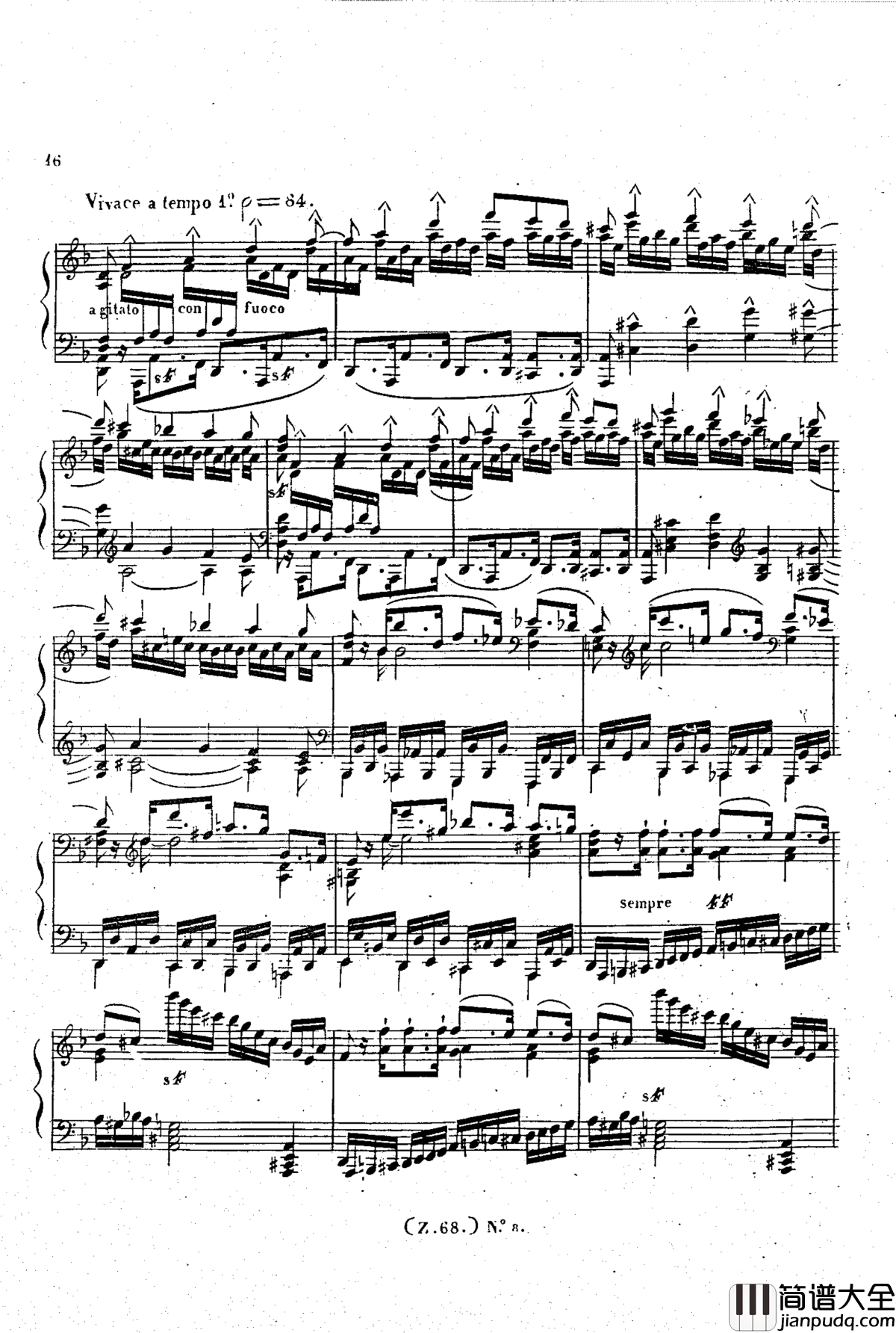 _d小调第六钢琴奏鸣曲_Op.124钢琴谱_车尔尼_Czerny