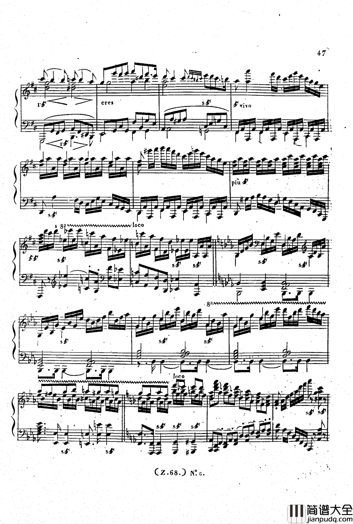 _d小调第六钢琴奏鸣曲_Op.124钢琴谱_车尔尼_Czerny