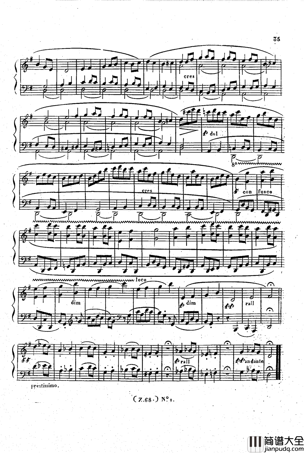 _d小调第六钢琴奏鸣曲_Op.124钢琴谱_车尔尼_Czerny