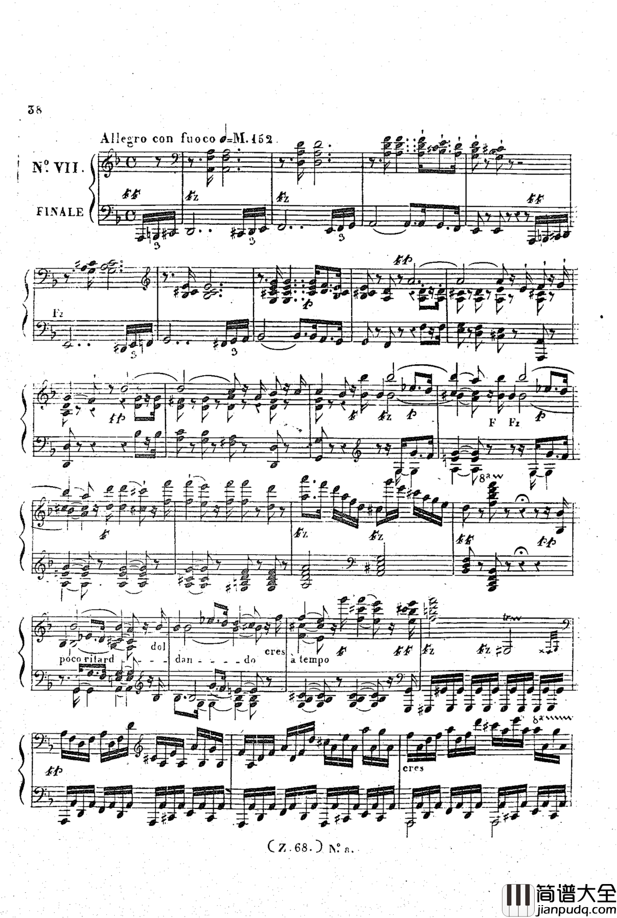 _d小调第六钢琴奏鸣曲_Op.124钢琴谱_车尔尼_Czerny