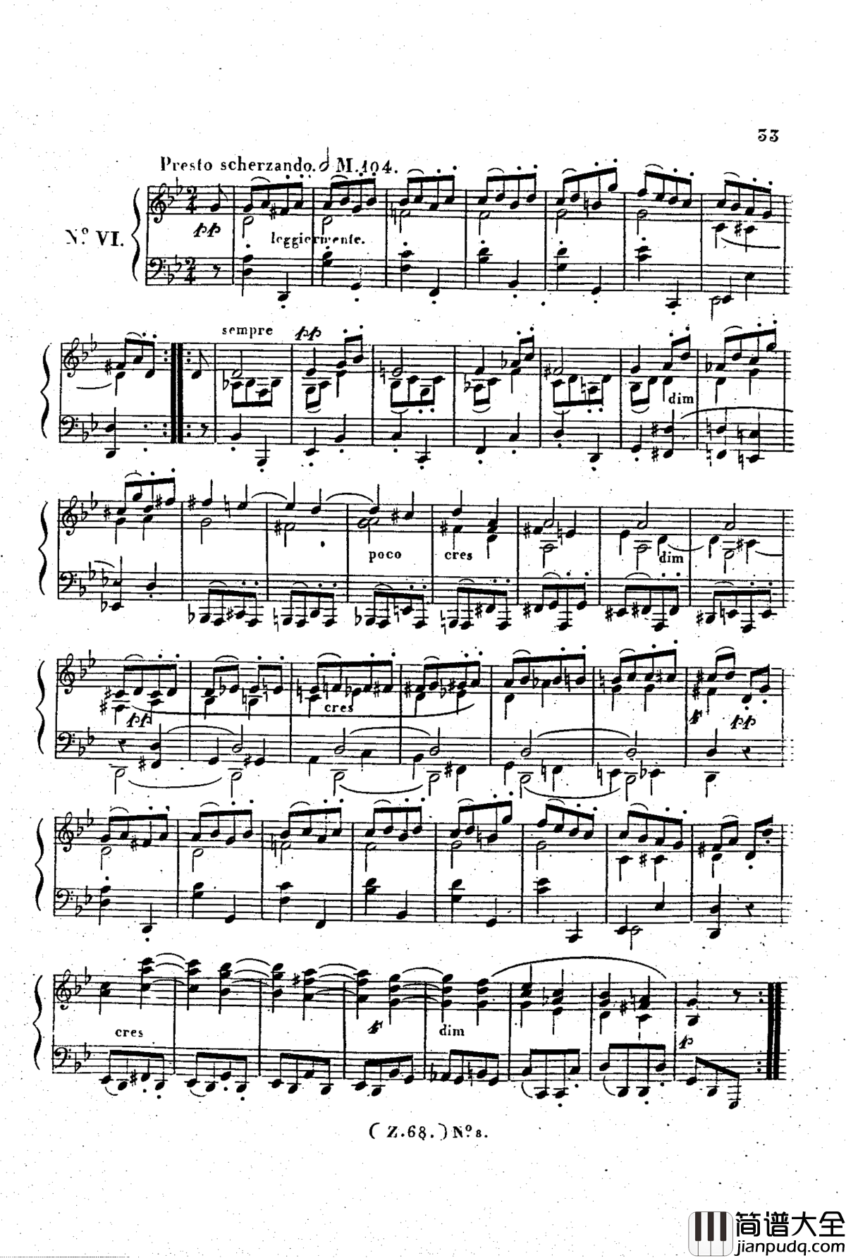 _d小调第六钢琴奏鸣曲_Op.124钢琴谱_车尔尼_Czerny