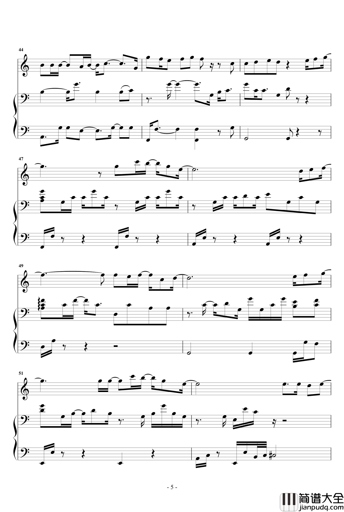 我害怕_钢琴谱_原声弹唱版_薛之谦