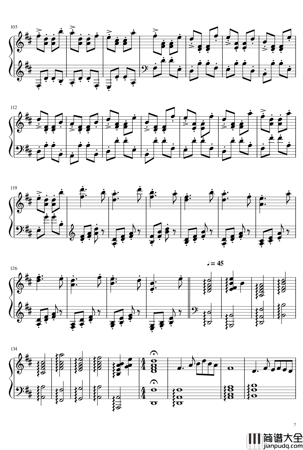 渔舟唱晚钢琴谱_中国名曲