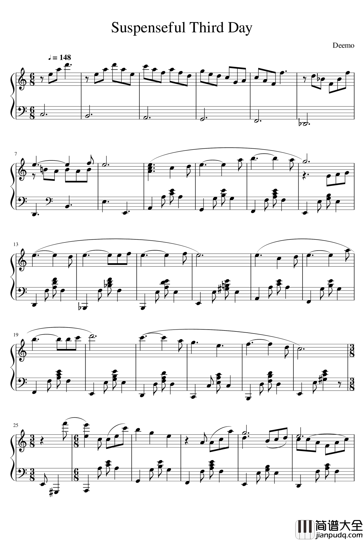 Suspenseful_Third_Day钢琴谱_Deemo