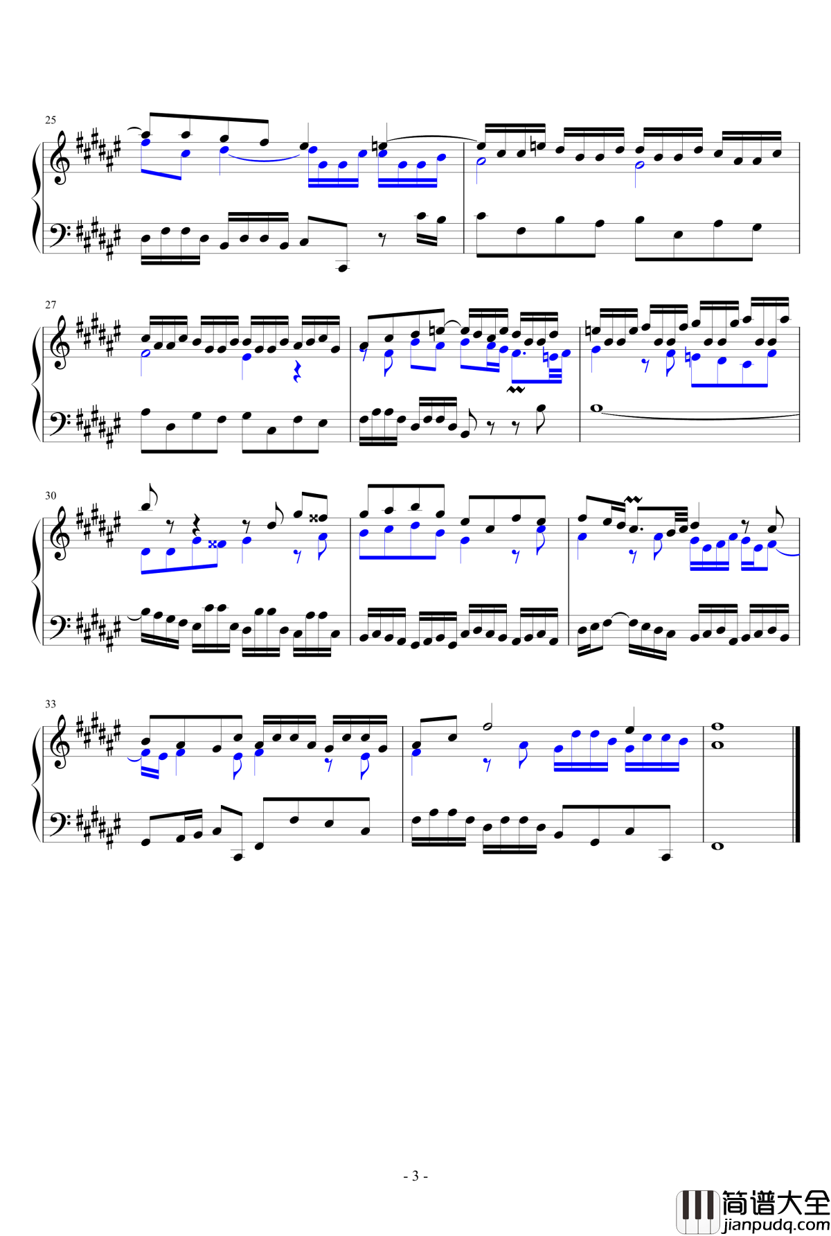 升F大调赋格钢琴谱_J.S.巴赫