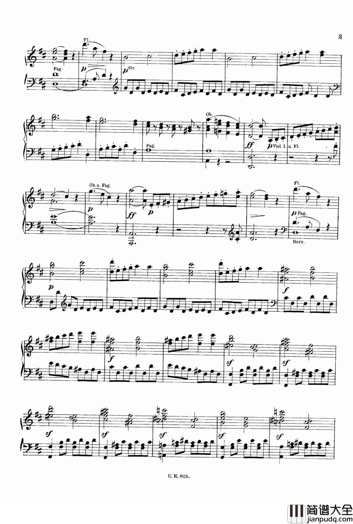 D大调第一交响曲_D.82钢琴谱_舒伯特