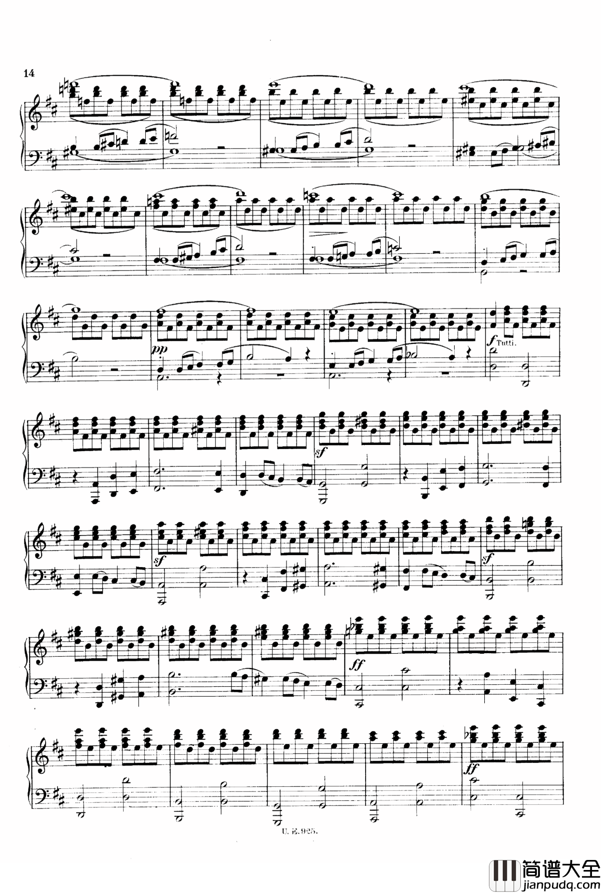 D大调第一交响曲_D.82钢琴谱_舒伯特