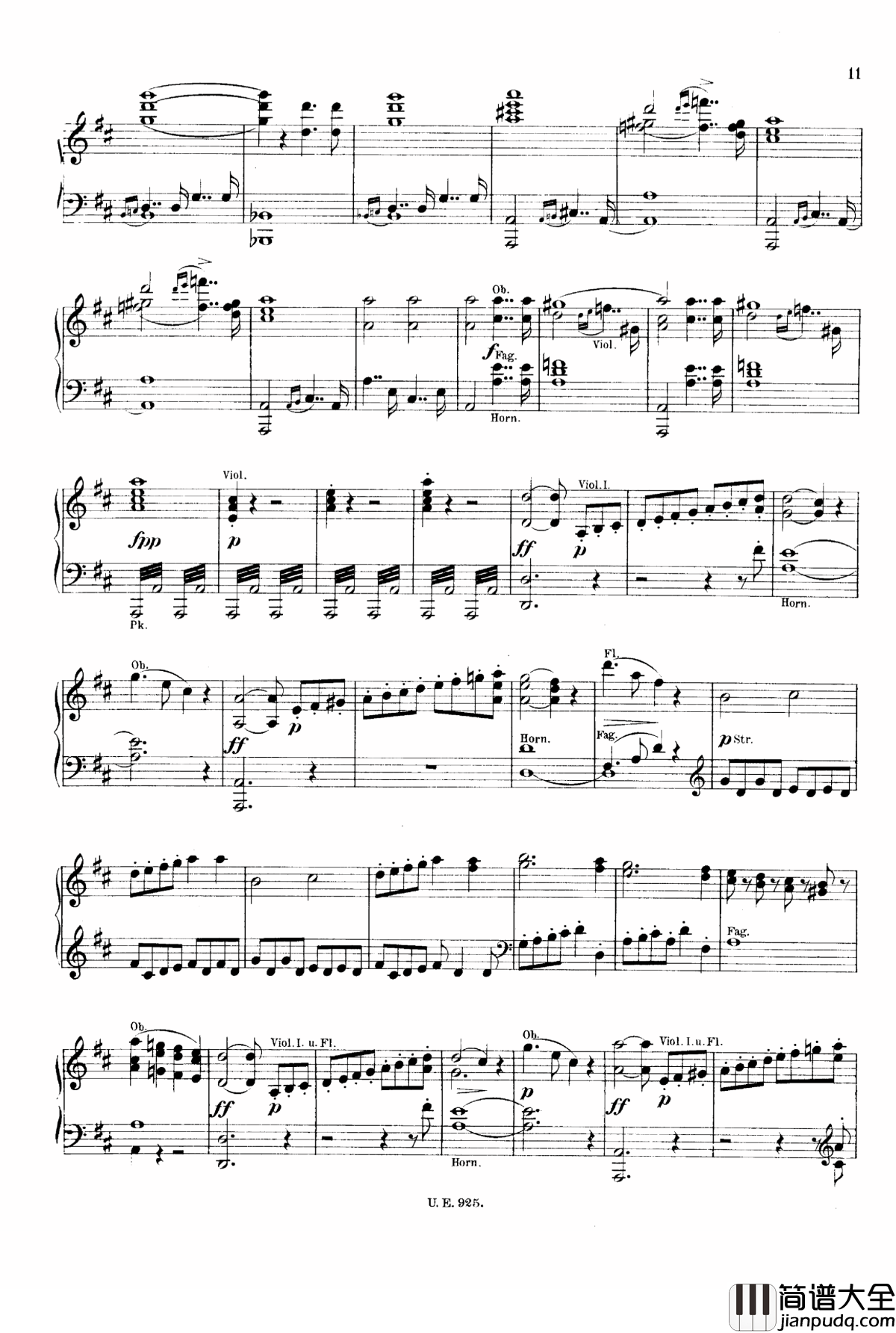 D大调第一交响曲_D.82钢琴谱_舒伯特