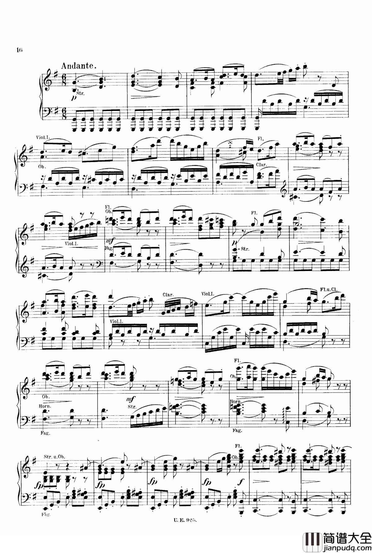 D大调第一交响曲_D.82钢琴谱_舒伯特