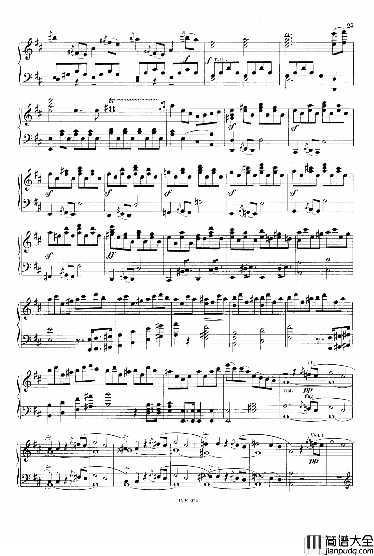 D大调第一交响曲_D.82钢琴谱_舒伯特