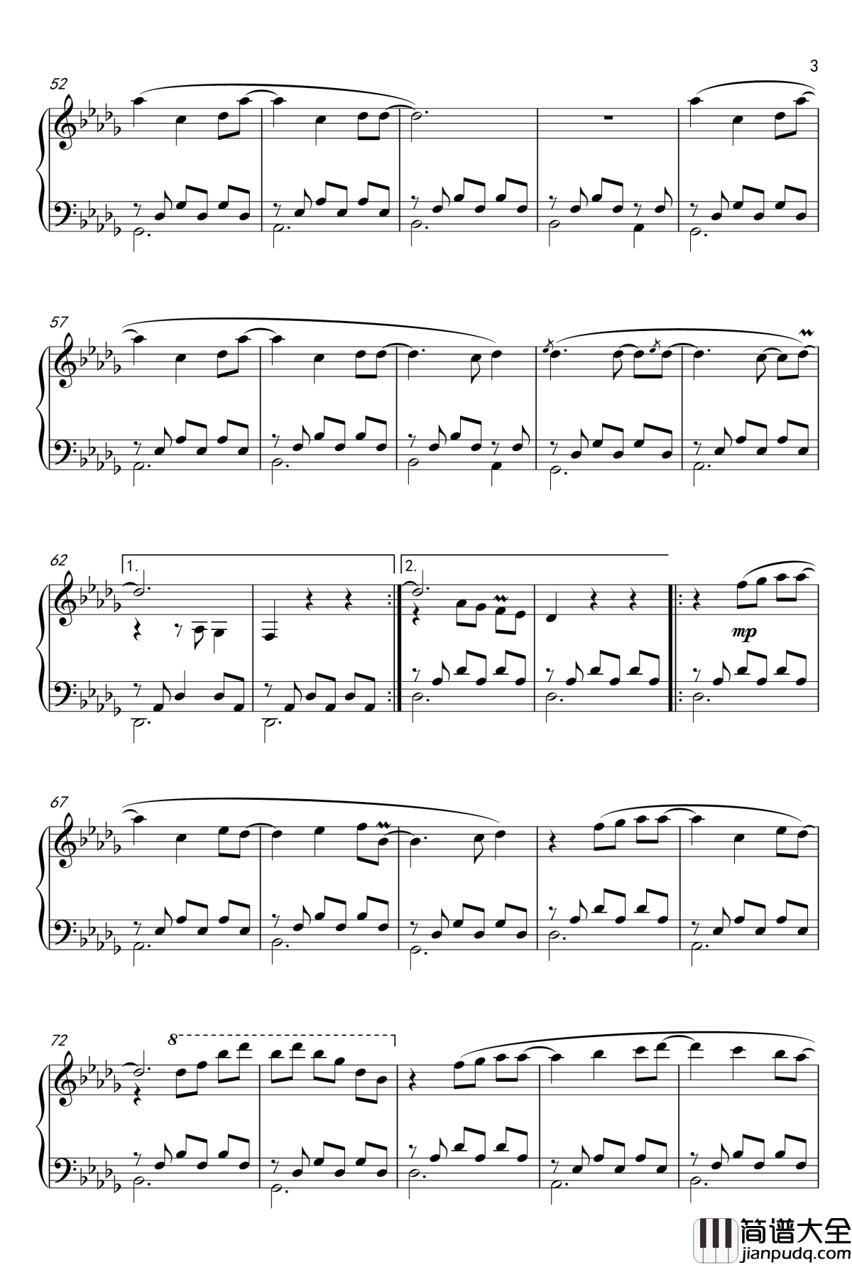 Turning钢琴谱_Piano_Solo_流转起舞_钢琴版_班得瑞_Bandari