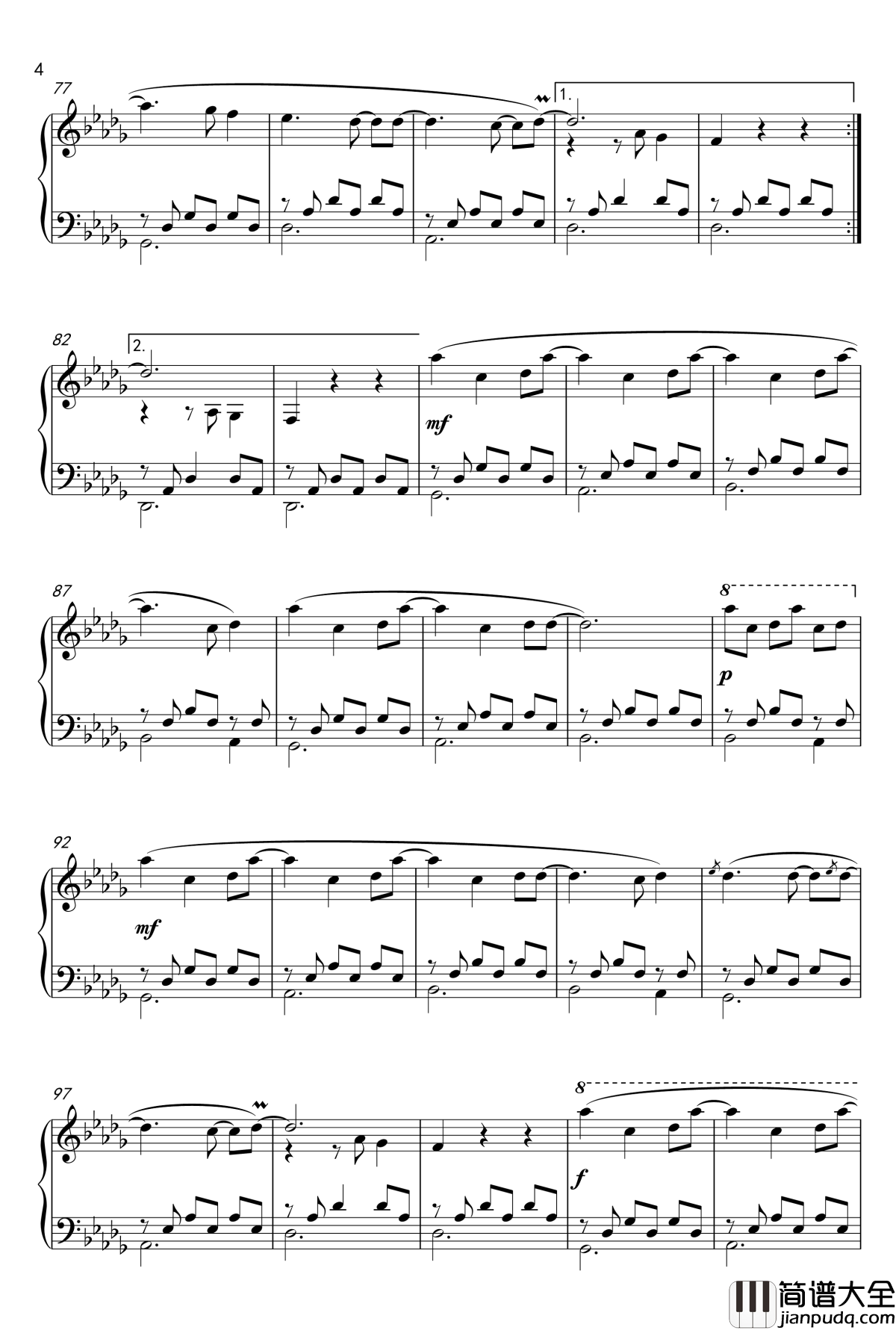 Turning钢琴谱_Piano_Solo_流转起舞_钢琴版_班得瑞_Bandari