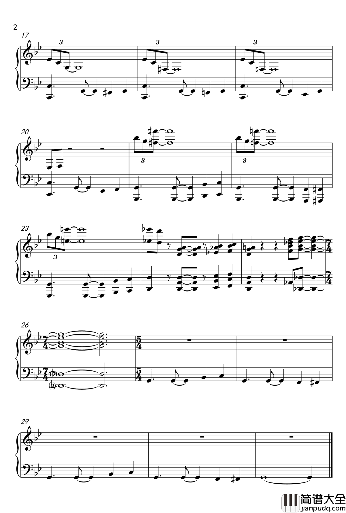 Mission：_Impossible好莱坞电影插曲钢琴谱_Lalo_Schifrin