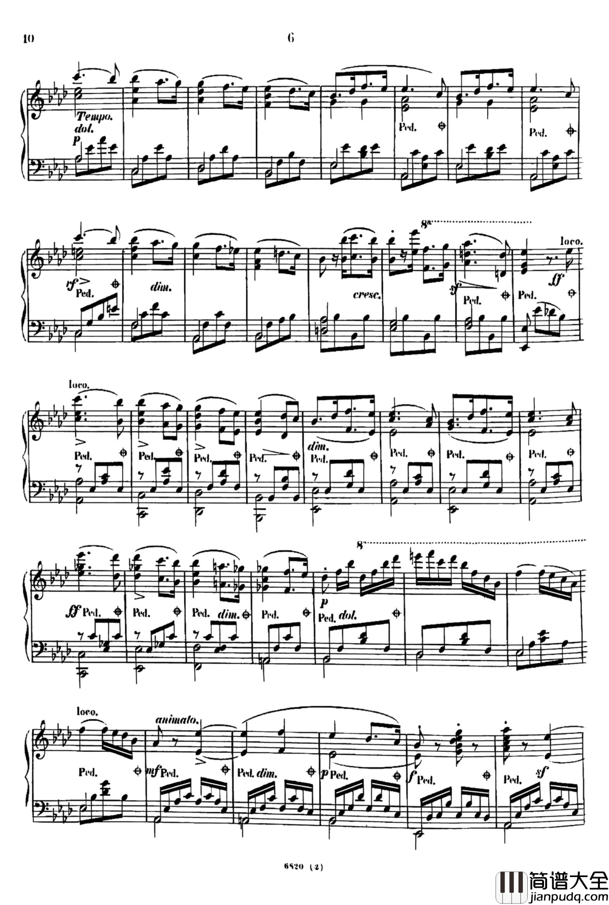 降A大调夜曲_心愿_Op.604__No.2钢琴谱_车尔尼_Czerny