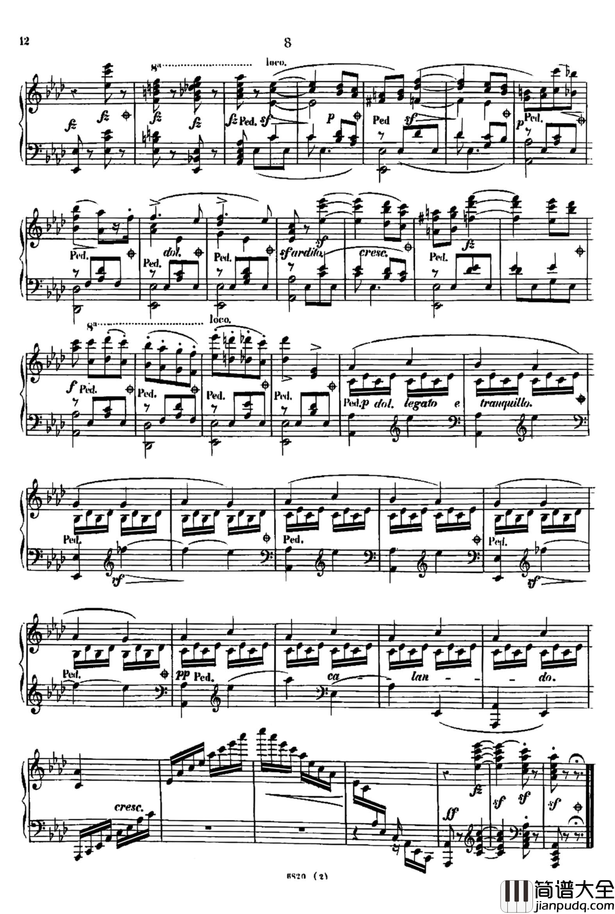 降A大调夜曲_心愿_Op.604__No.2钢琴谱_车尔尼_Czerny