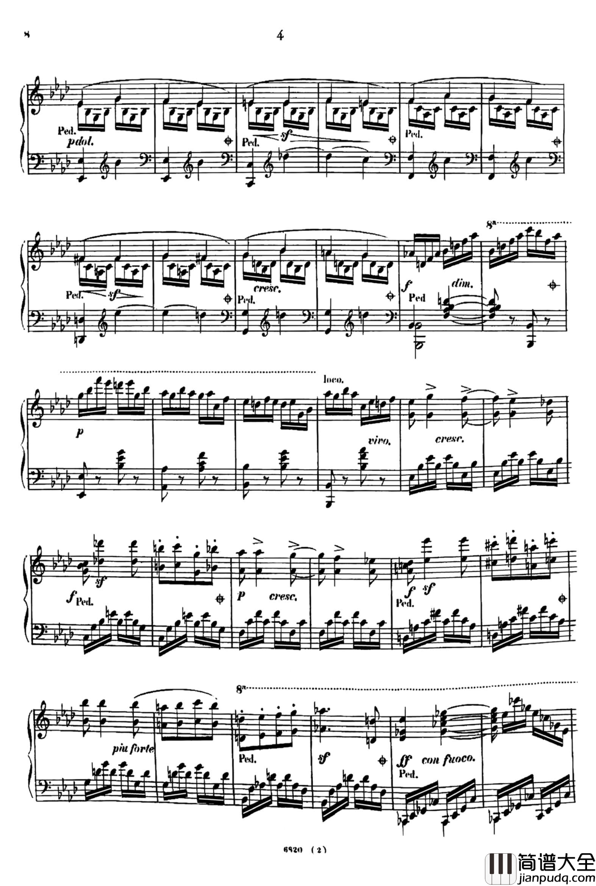 降A大调夜曲_心愿_Op.604__No.2钢琴谱_车尔尼_Czerny