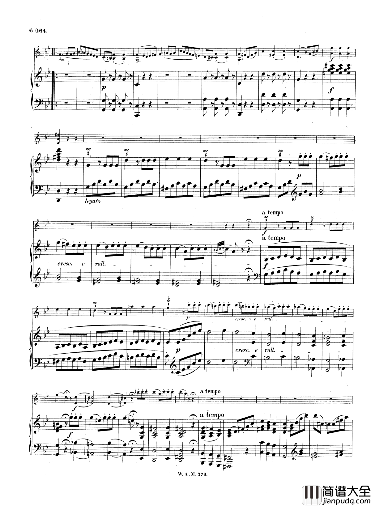 G大调小提琴奏鸣曲K.379钢琴谱_莫扎特