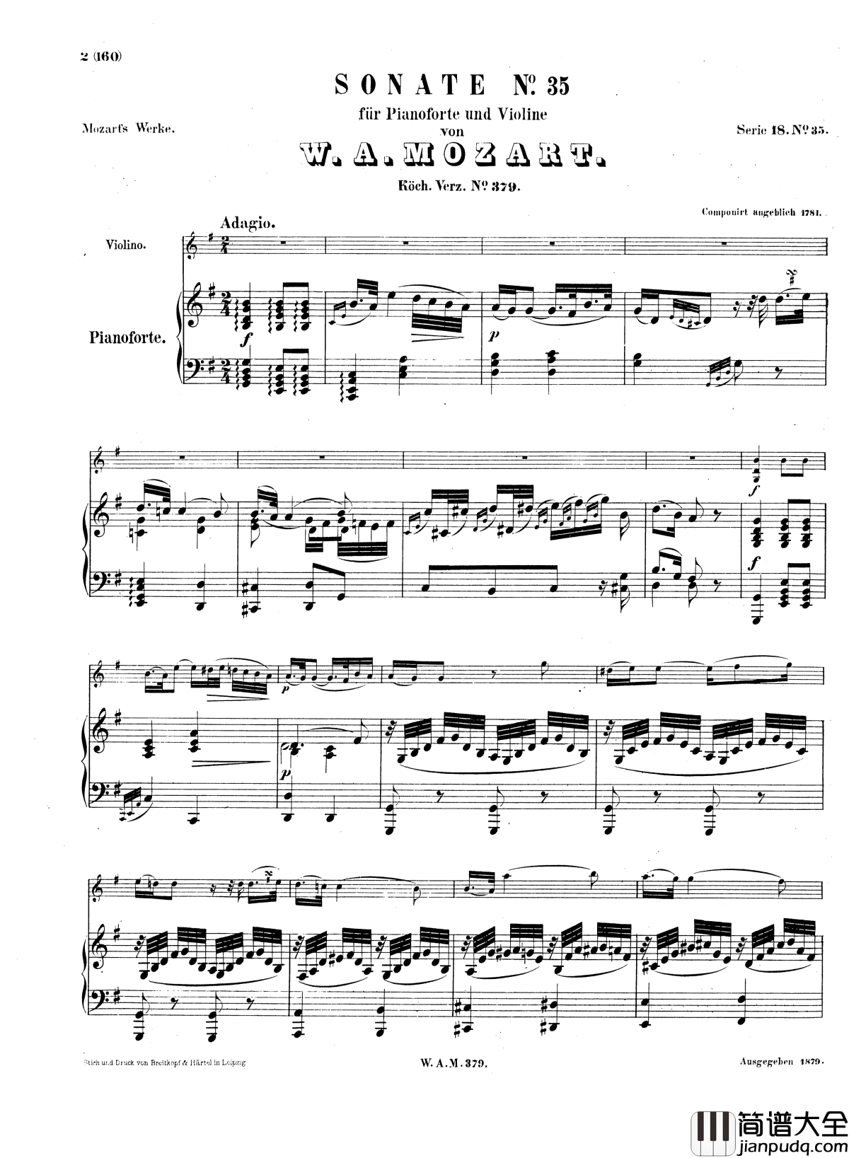 G大调小提琴奏鸣曲K.379钢琴谱_莫扎特
