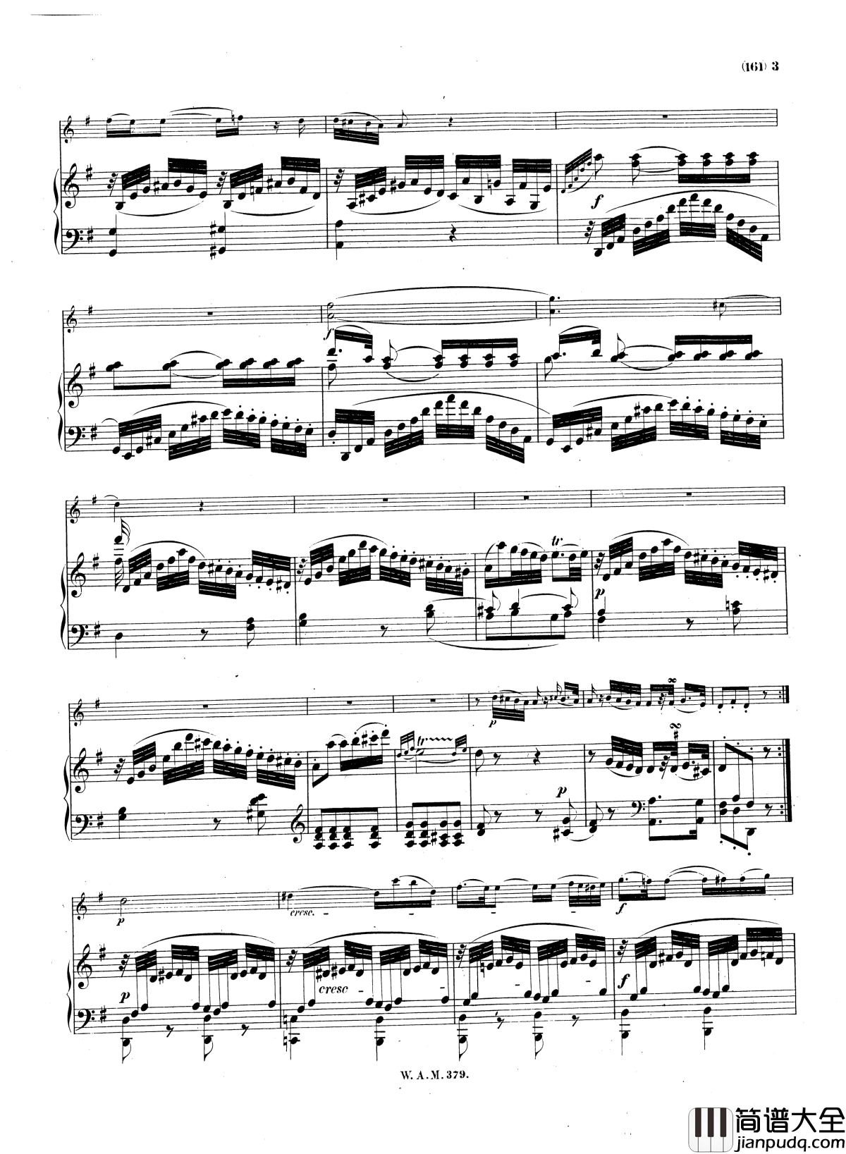 G大调小提琴奏鸣曲K.379钢琴谱_莫扎特