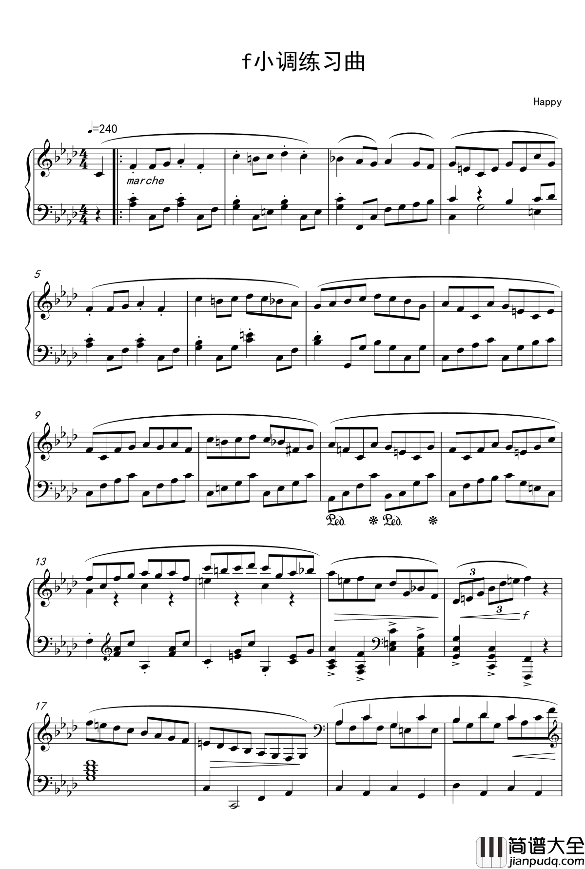 f小调练习曲钢琴谱_コナユキ