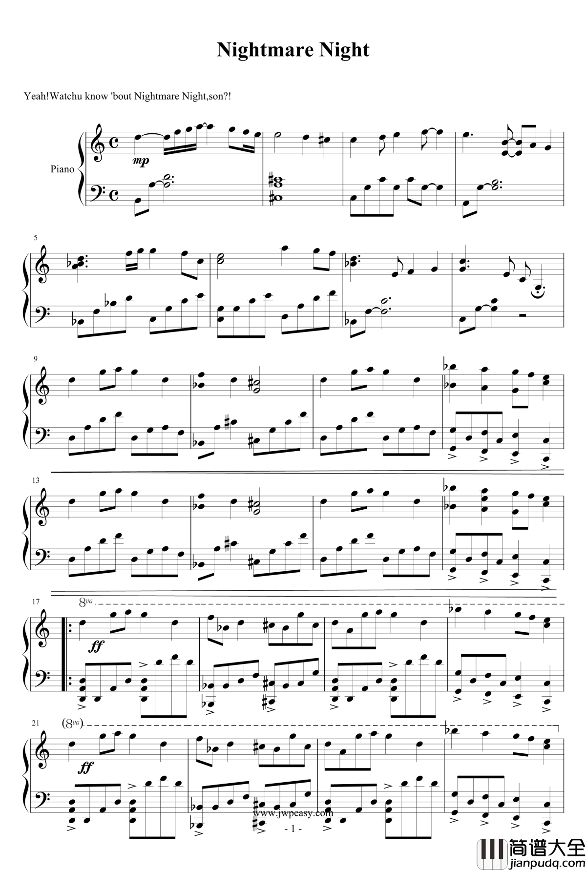 Nightmare_Night钢琴谱_梦魇之夜_WoodenToaster