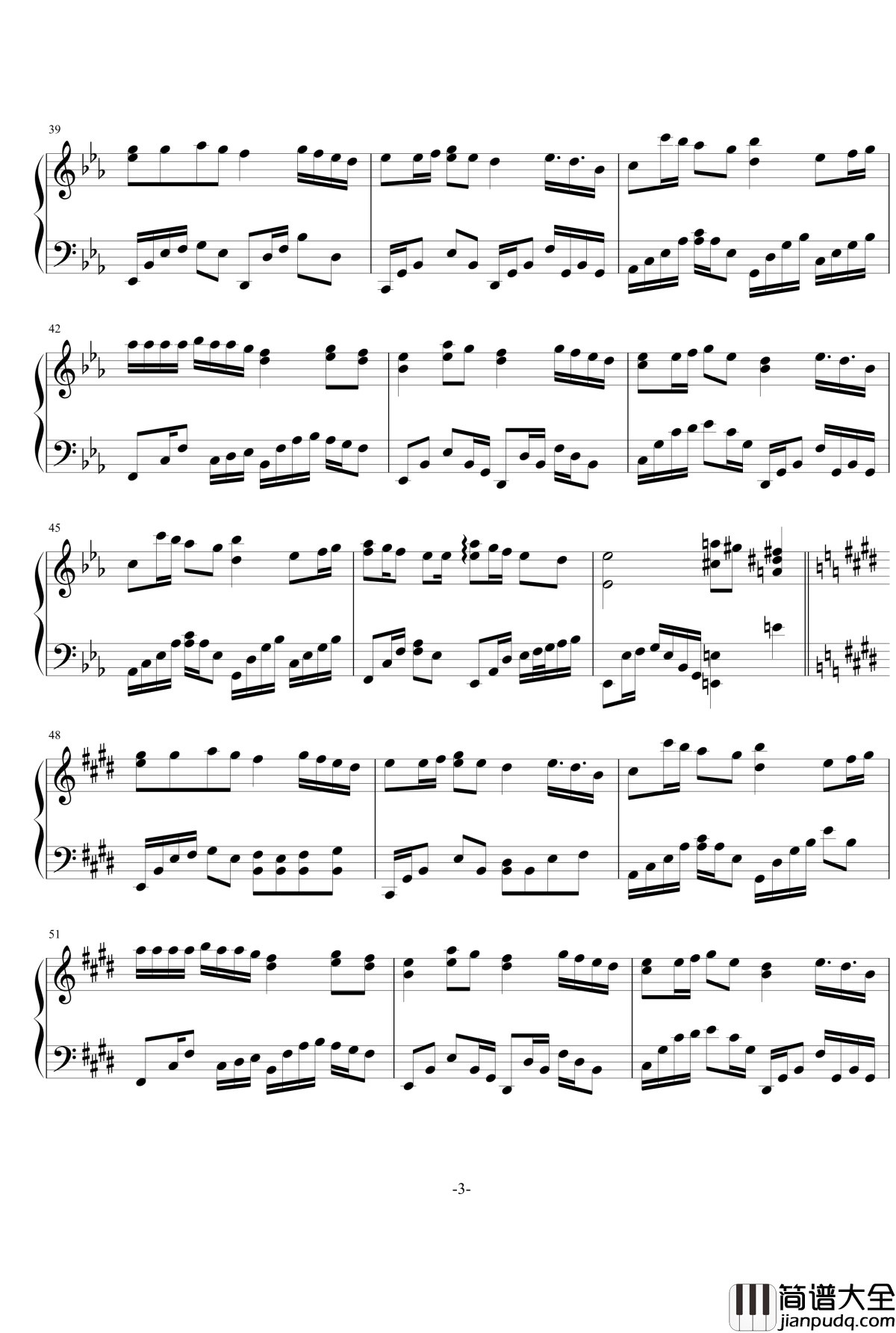 天黑日记钢琴谱_SNH48