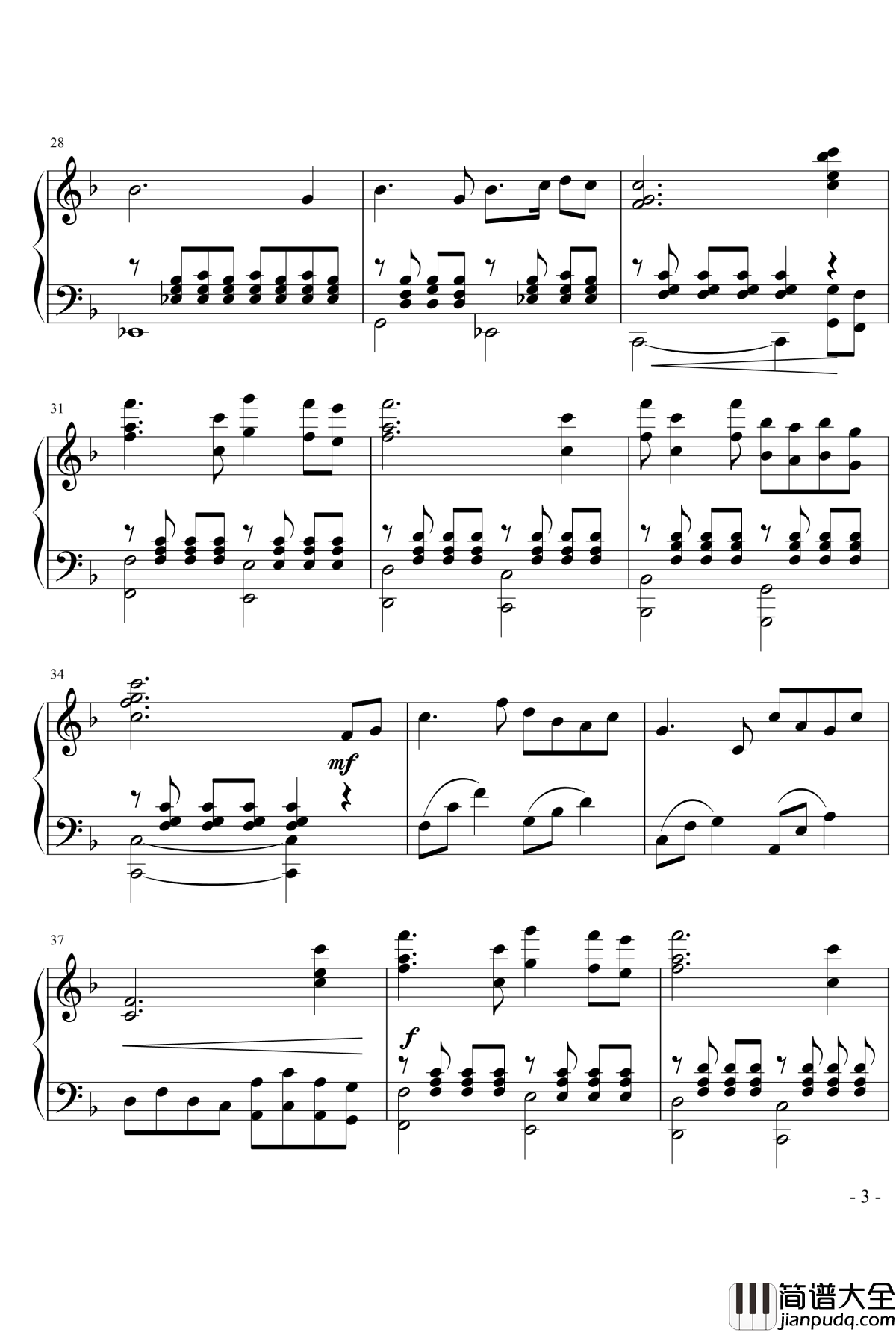 父老乡亲钢琴谱_彭丽媛