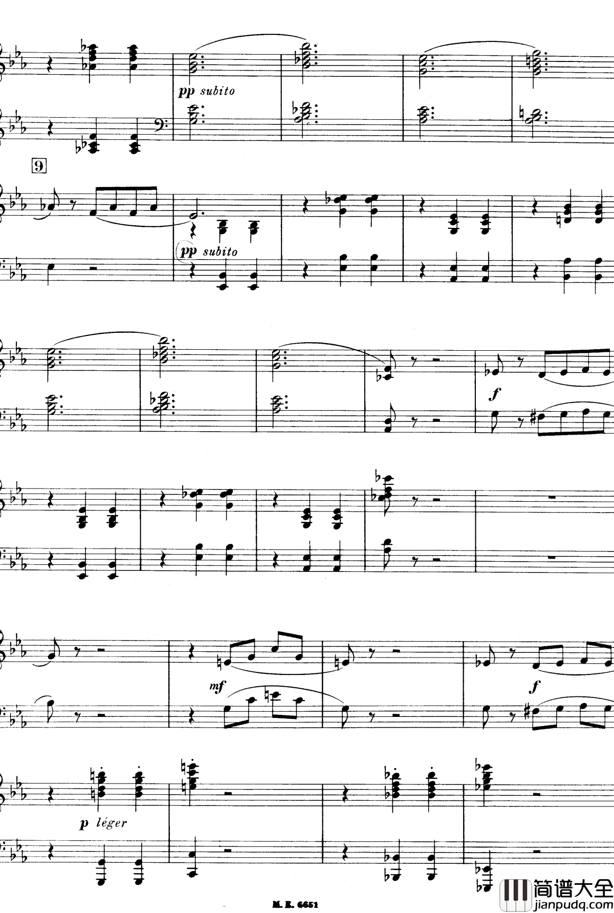 出航到西特尔钢琴谱_FP150_普朗克