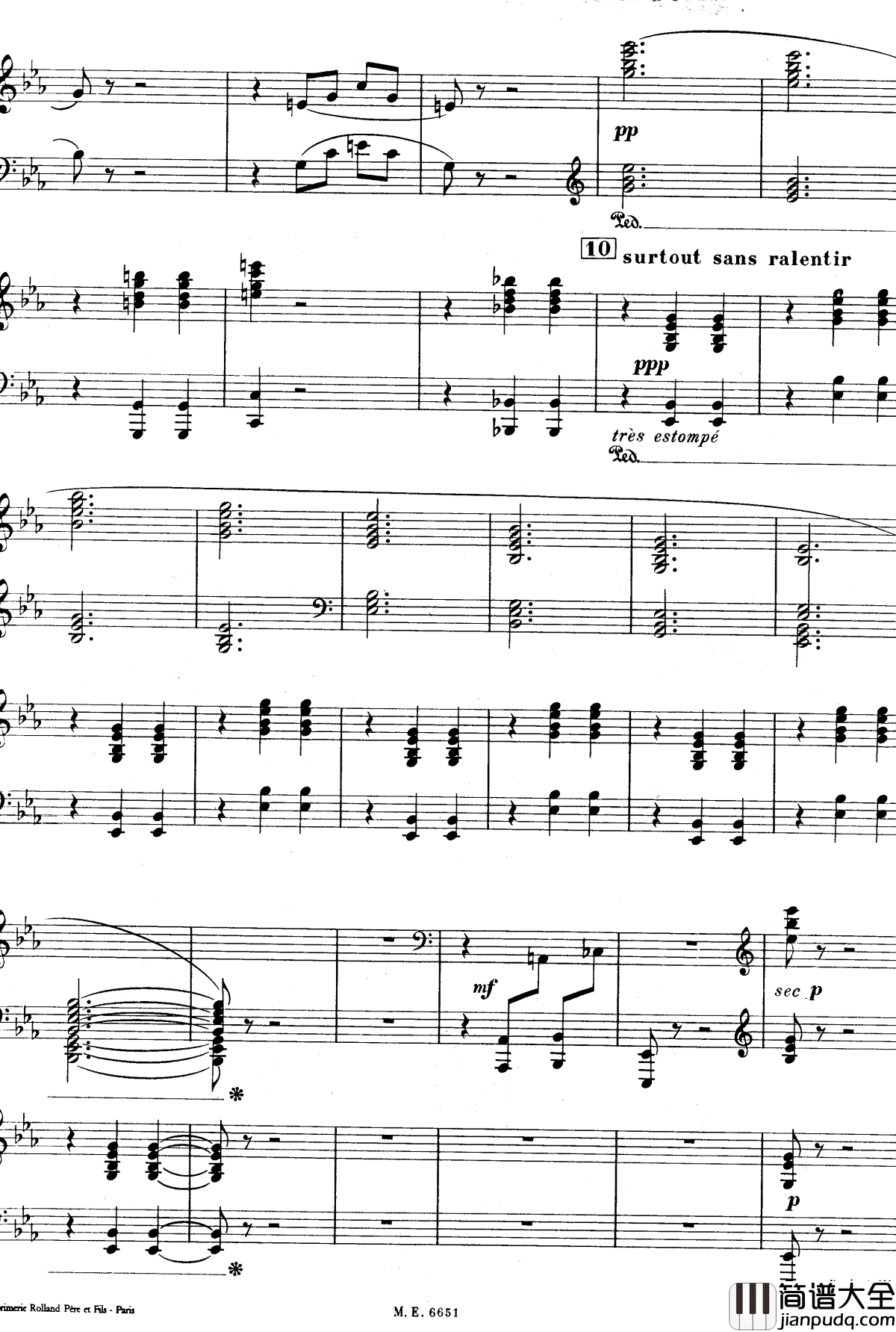 出航到西特尔钢琴谱_FP150_普朗克