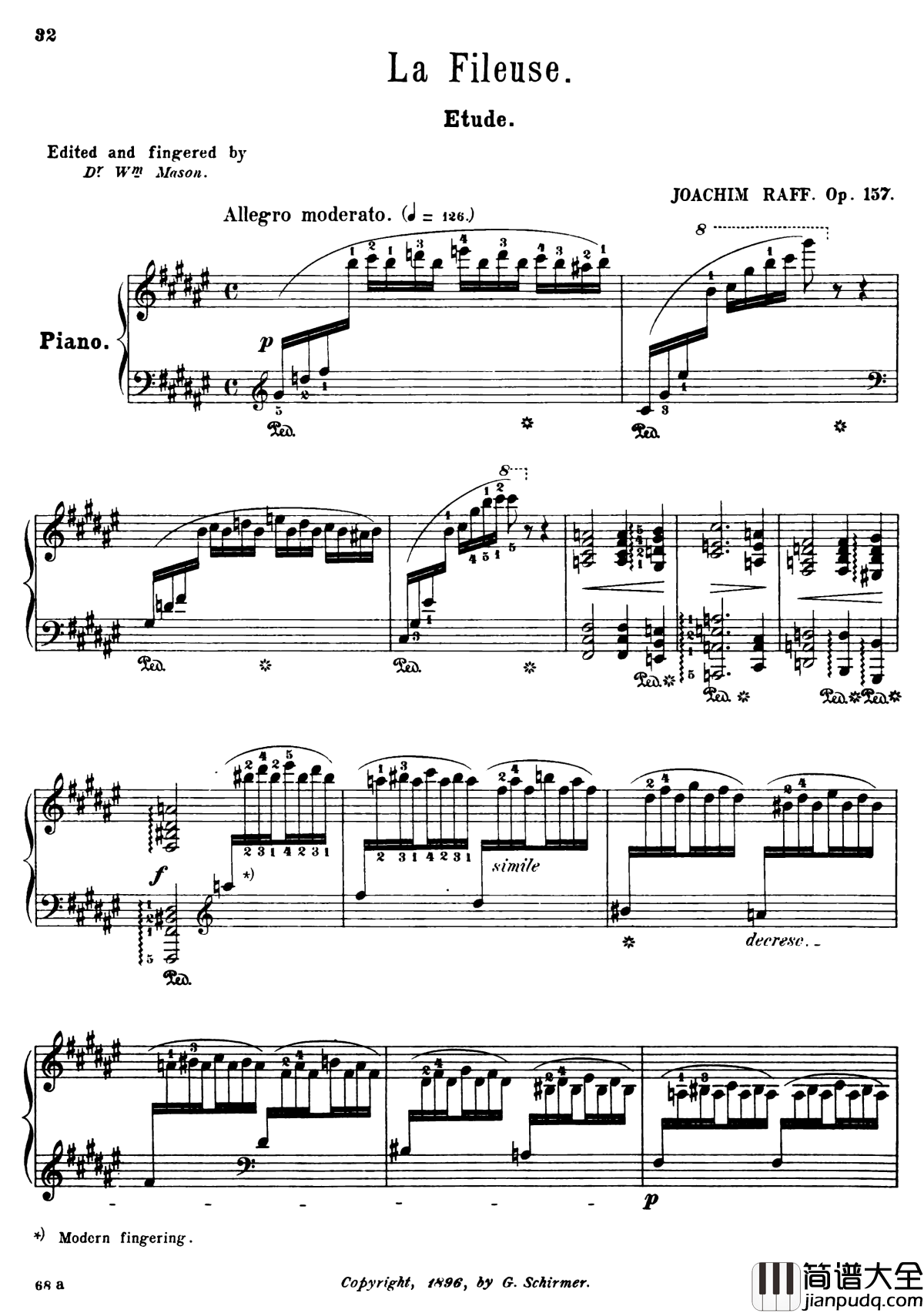 纺纱工练习曲钢琴谱_Op.157__No.2_克拉夫特