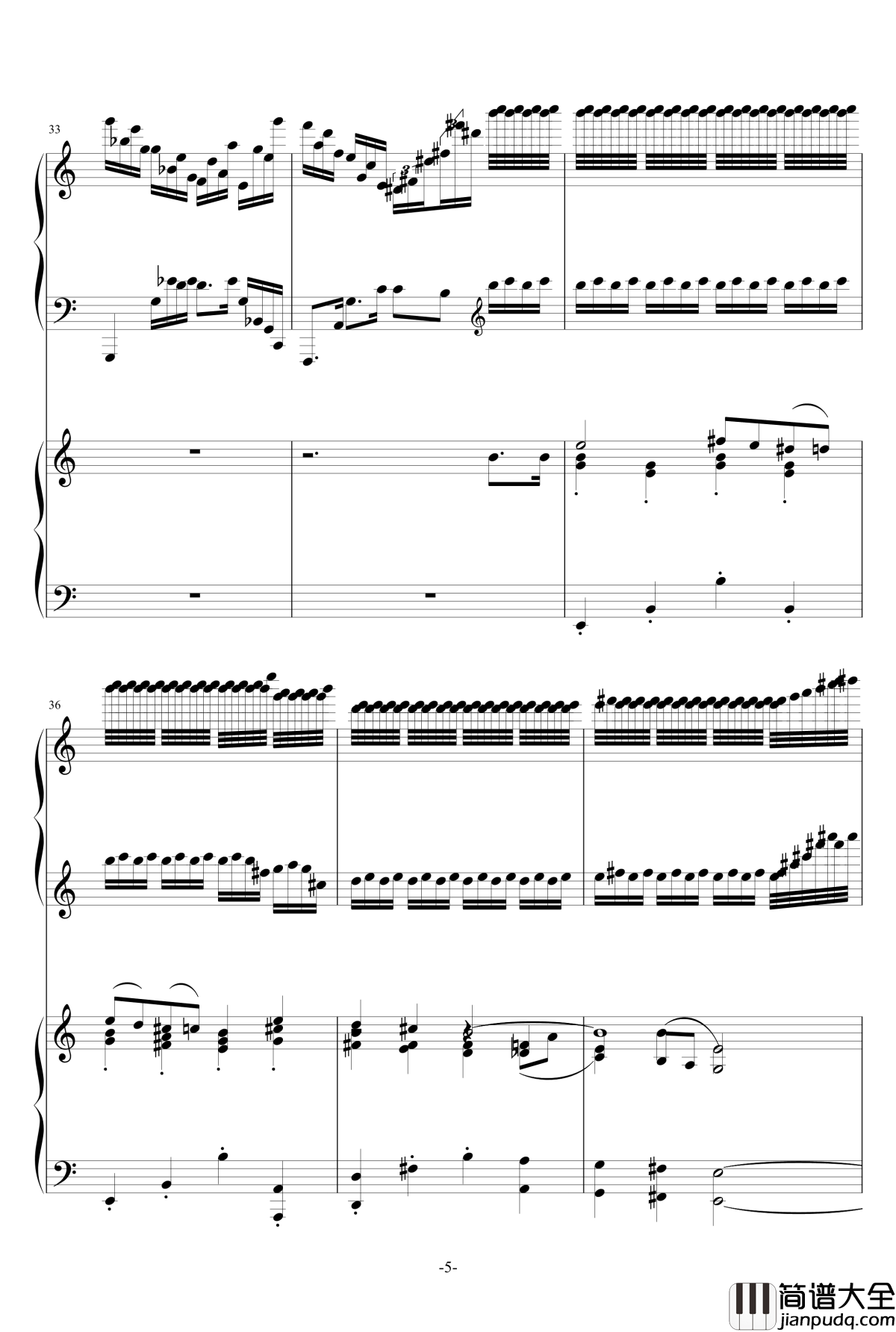 普罗科菲耶夫第三钢琴协奏曲第二乐章钢琴谱