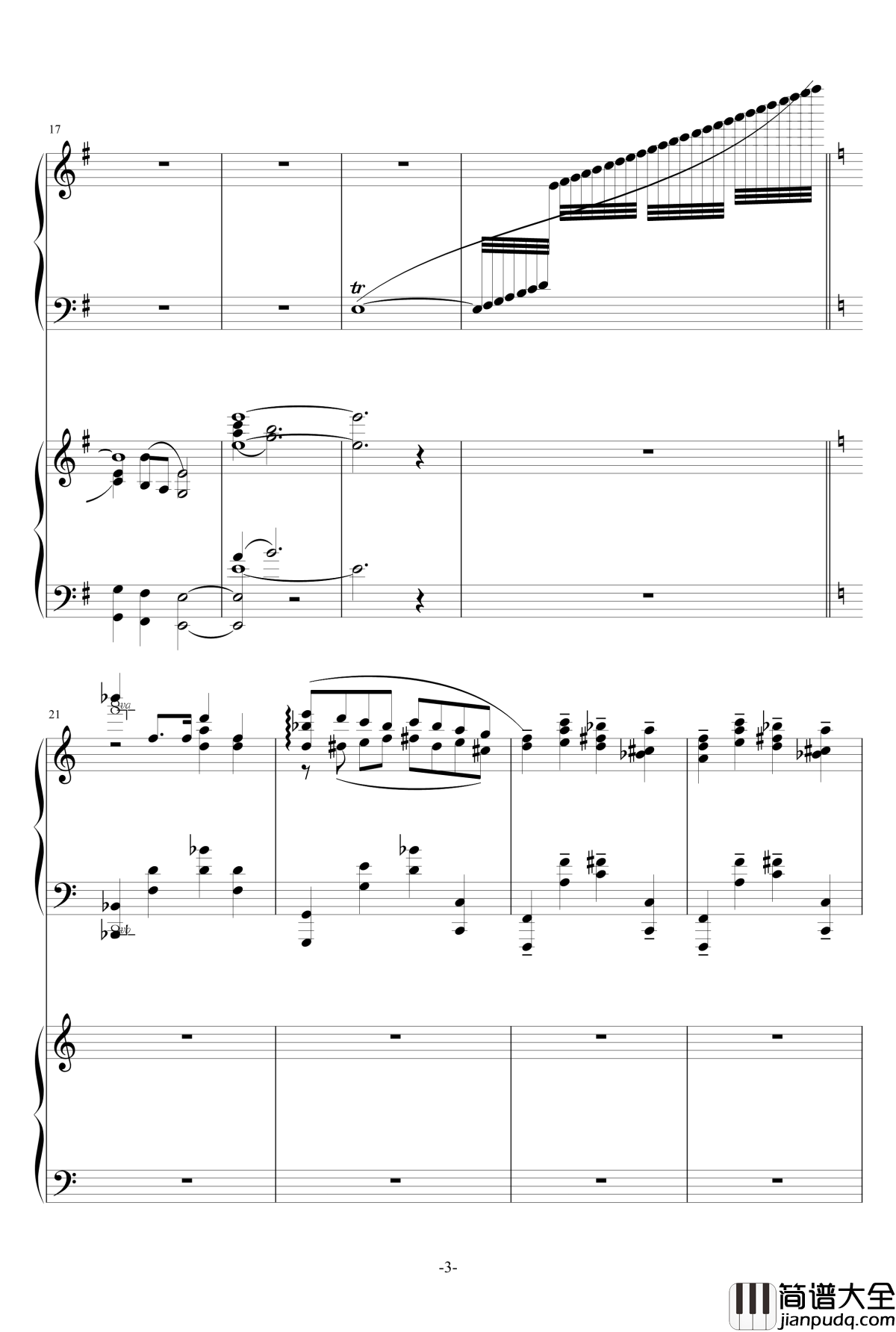 普罗科菲耶夫第三钢琴协奏曲第二乐章钢琴谱