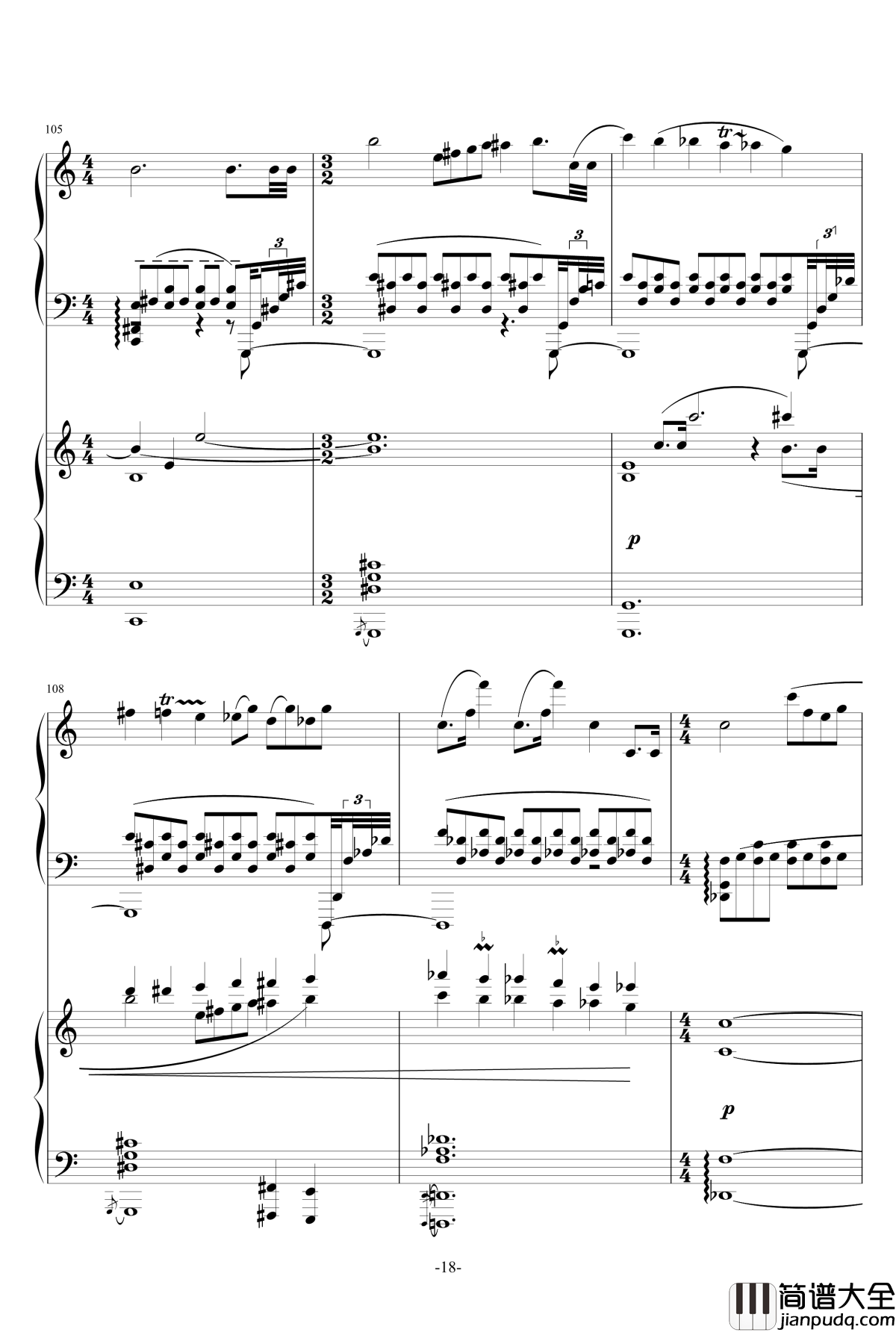 普罗科菲耶夫第三钢琴协奏曲第二乐章钢琴谱