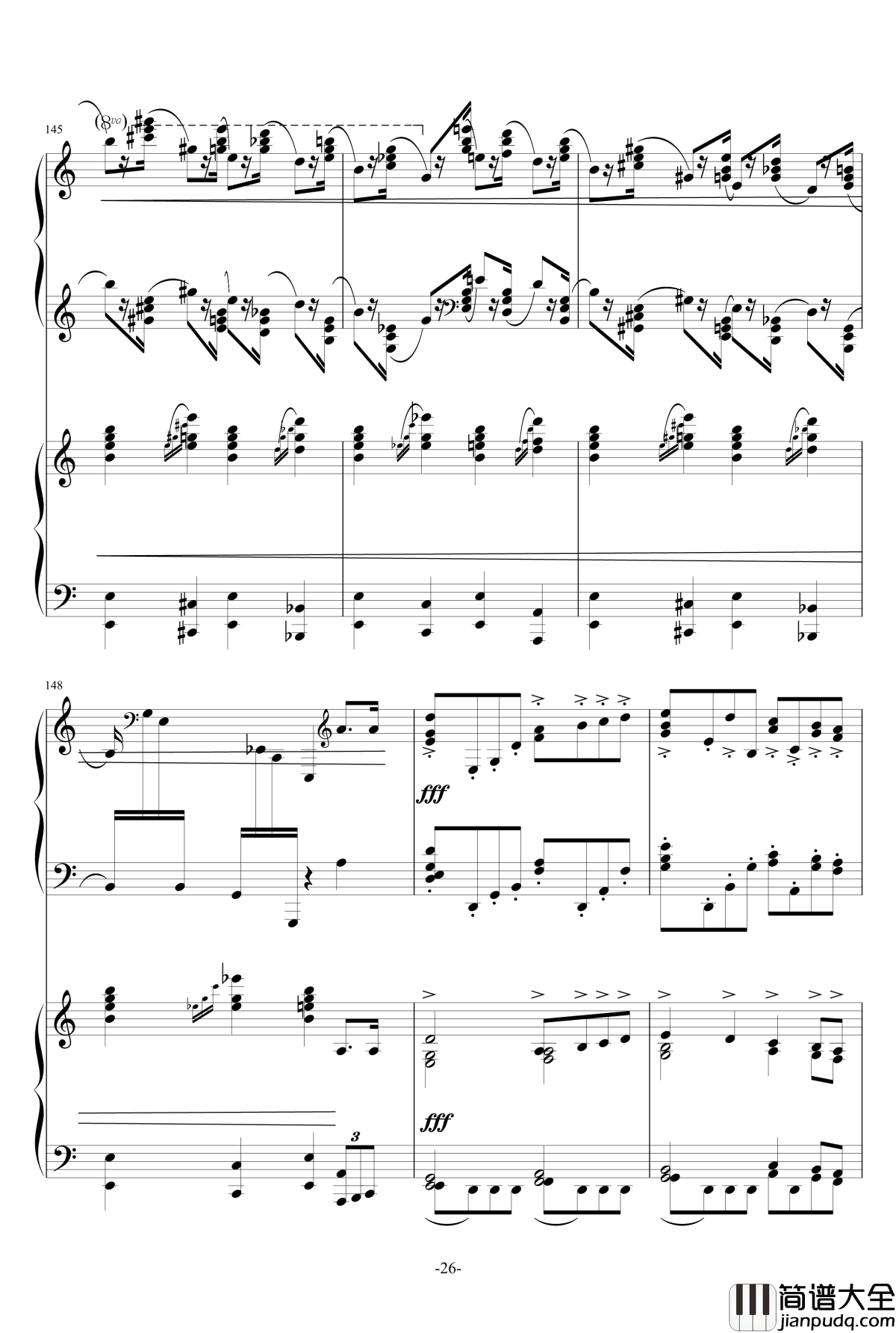 普罗科菲耶夫第三钢琴协奏曲第二乐章钢琴谱