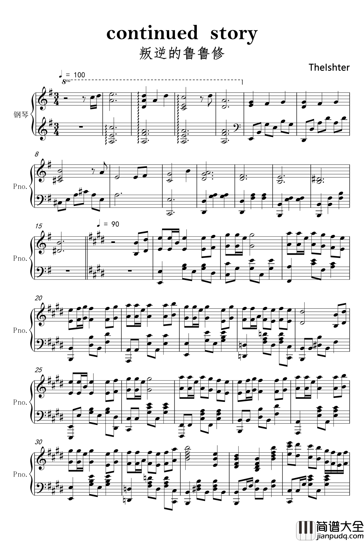 continued_story钢琴谱_叛逆的鲁鲁修T叔版本