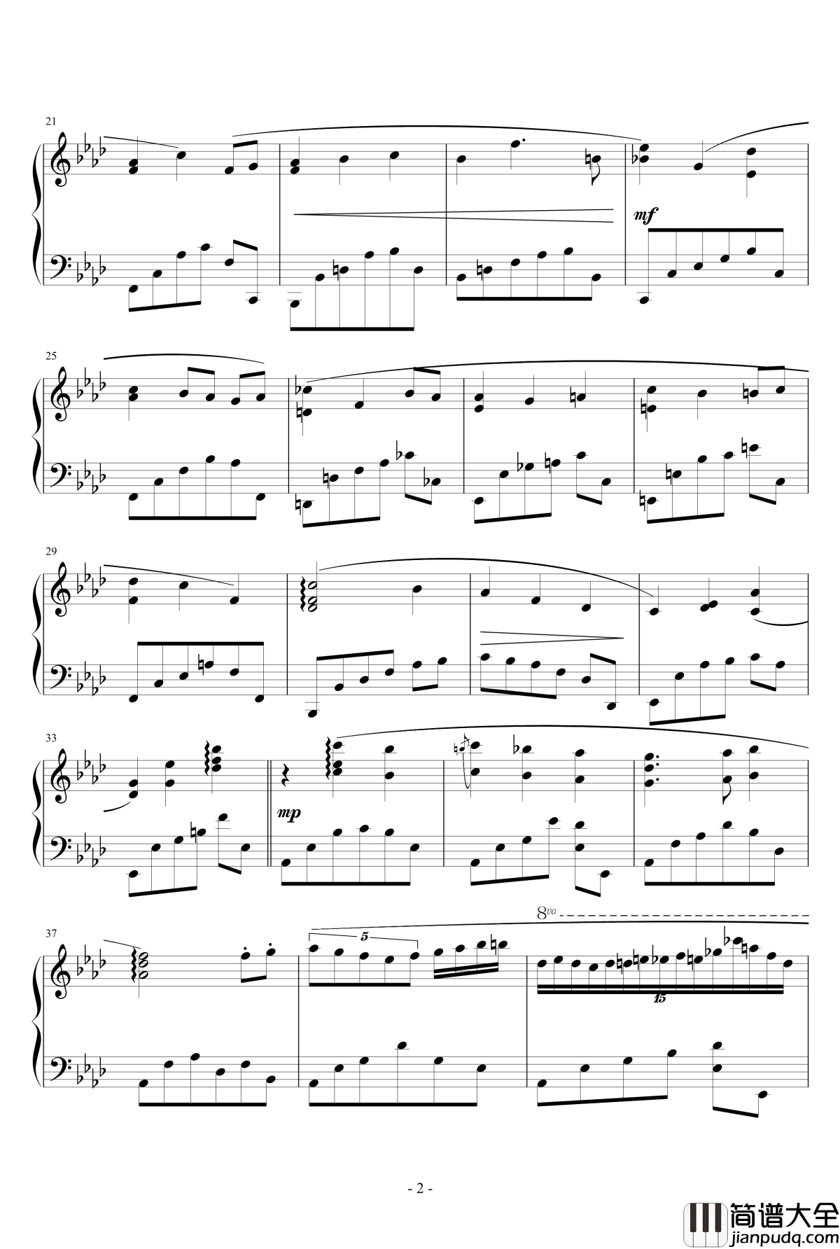 随性钢琴谱_月球之花