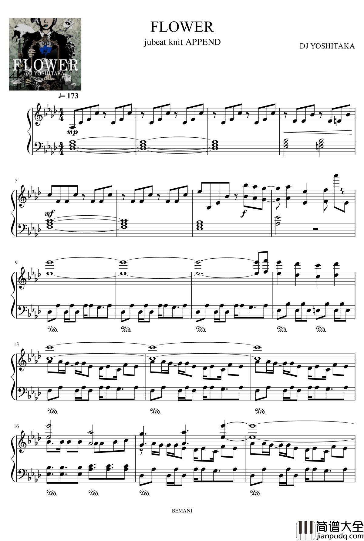 FLOWER钢琴谱_from_jubeat_knit_APPEND_西村宜隆_DJ_YOSHITAKA