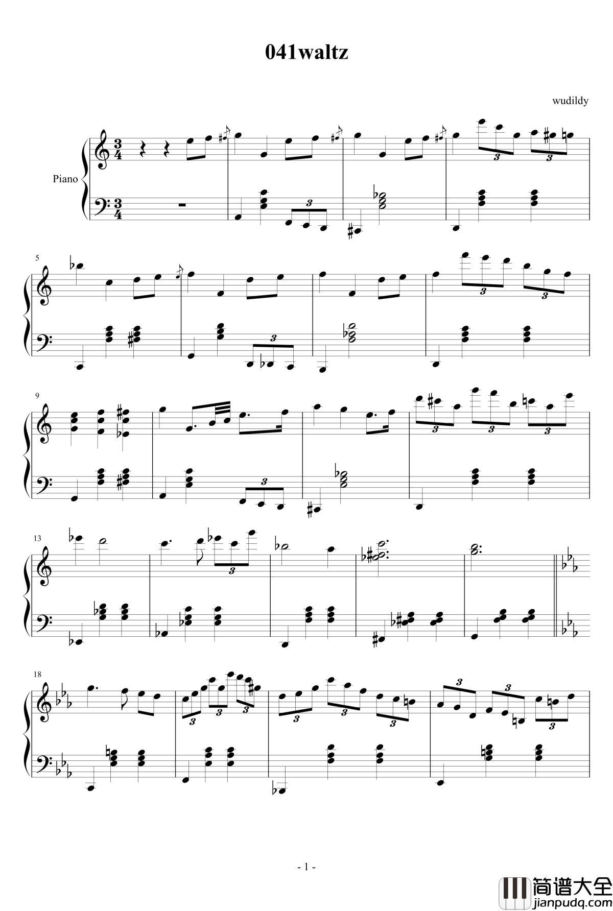 041waltz钢琴谱_wudildy