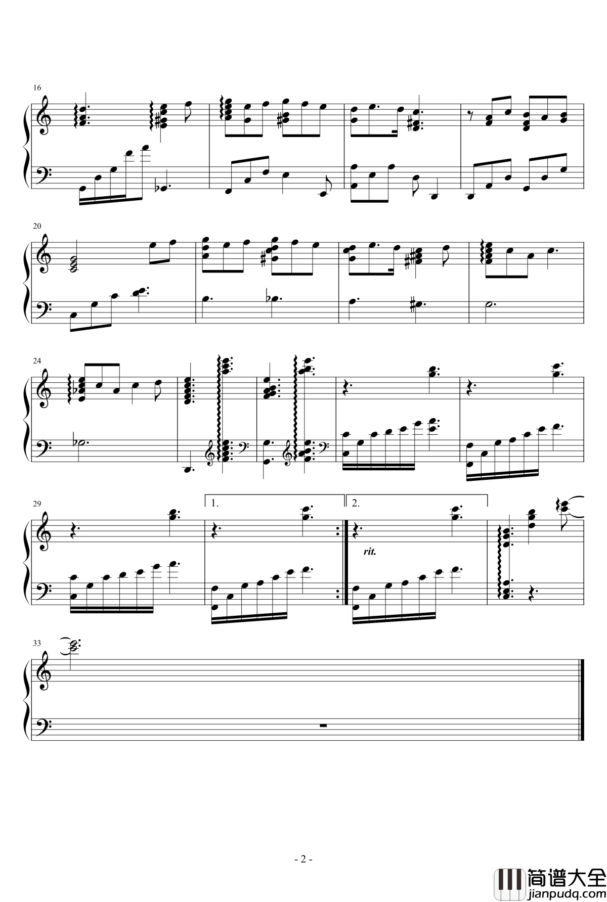 缘之空ED钢琴谱_在微风吹过的地方_缘之空_優しい風が吹くあの場所で