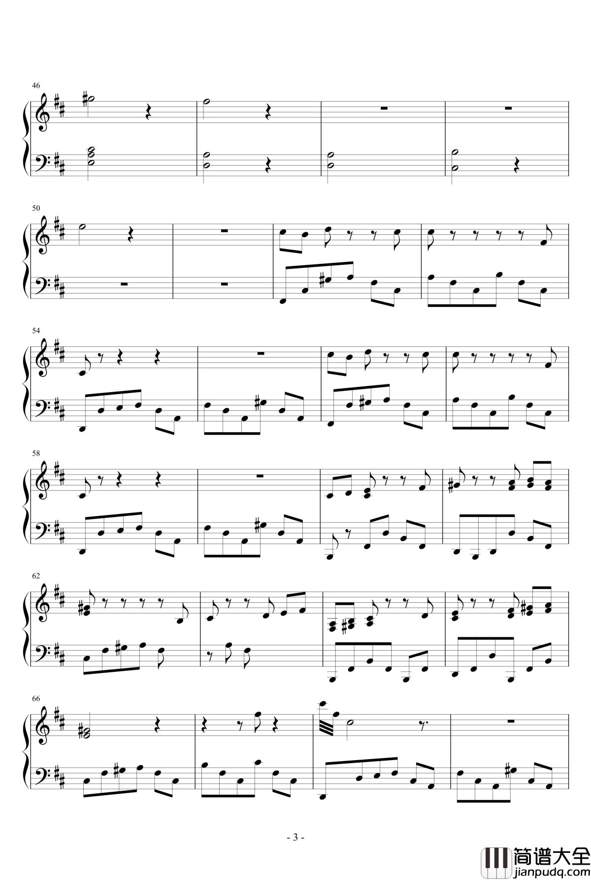 白夜钢琴谱_平井真美子