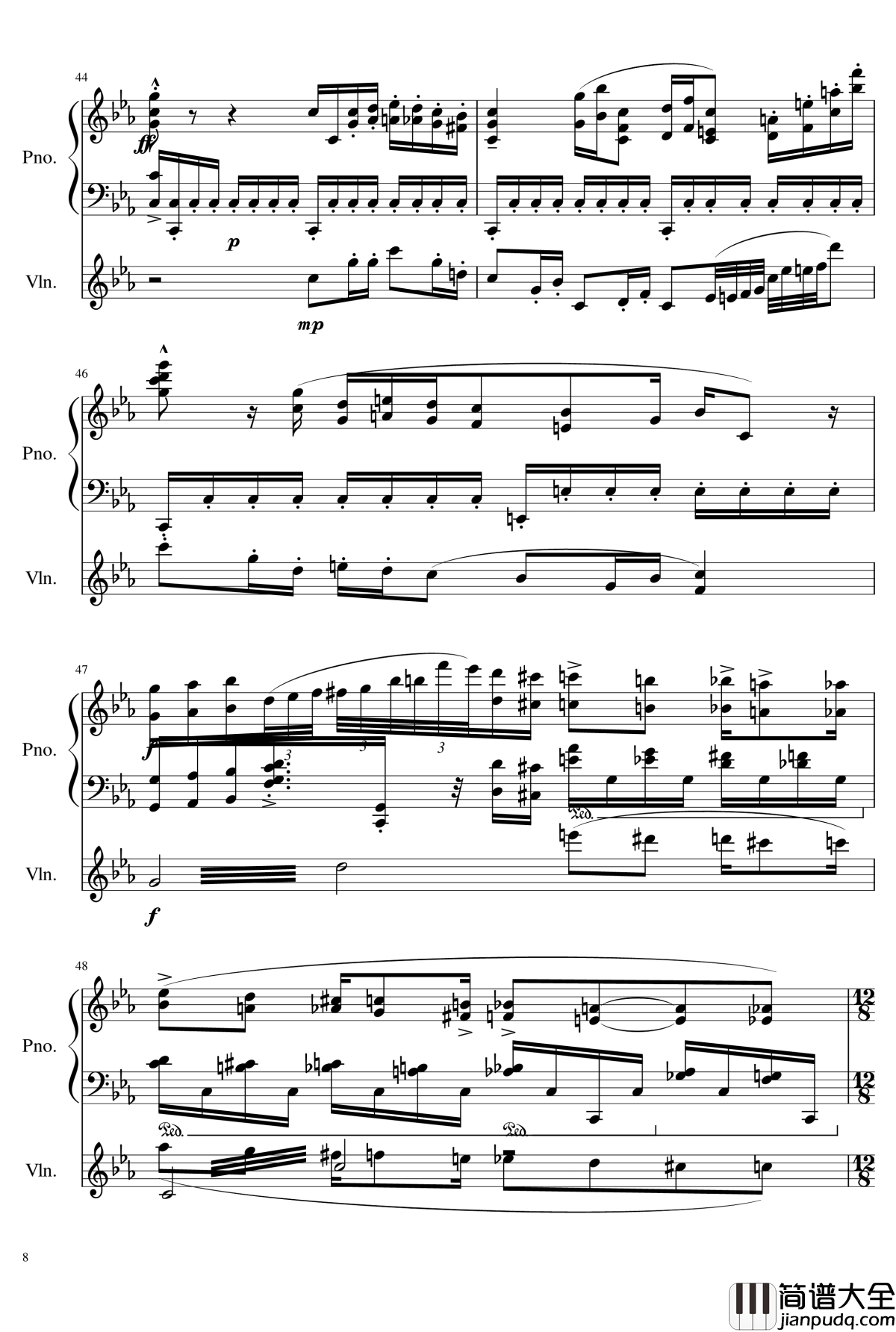 小温狂想曲2.16钢琴谱_钢琴与小提琴奏鸣曲_献给巴托克_一个球