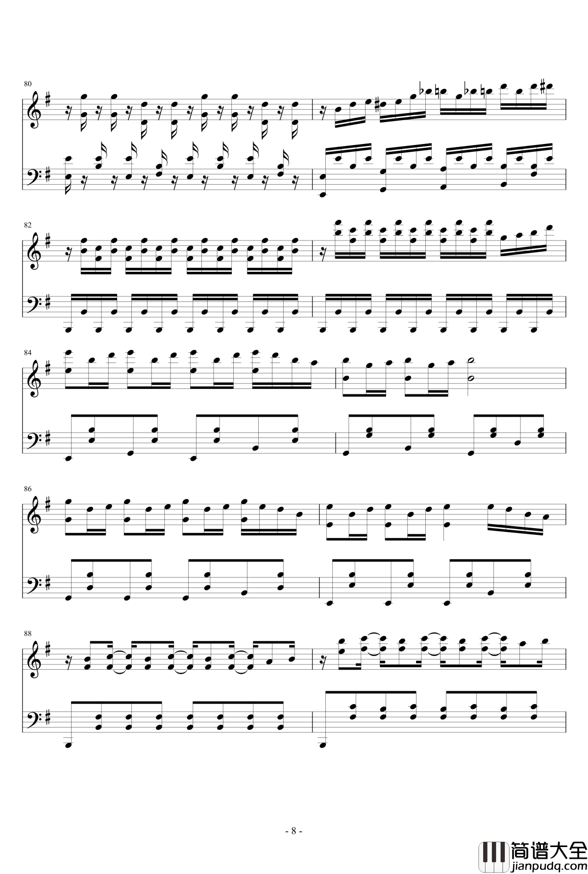 忐忑钢琴谱_简易版_龚琳娜