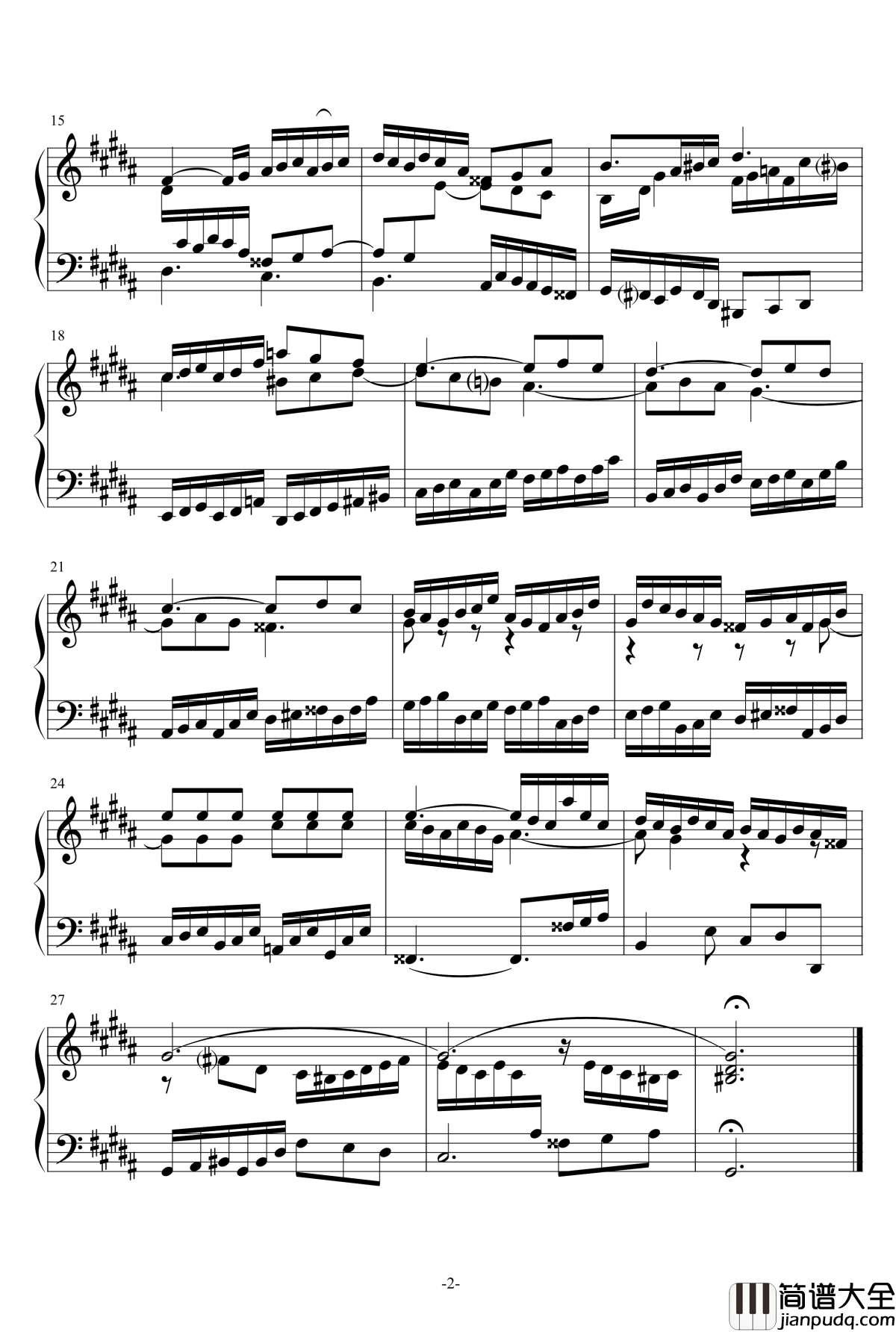 前奏曲钢琴谱_巴赫P.E.Bach