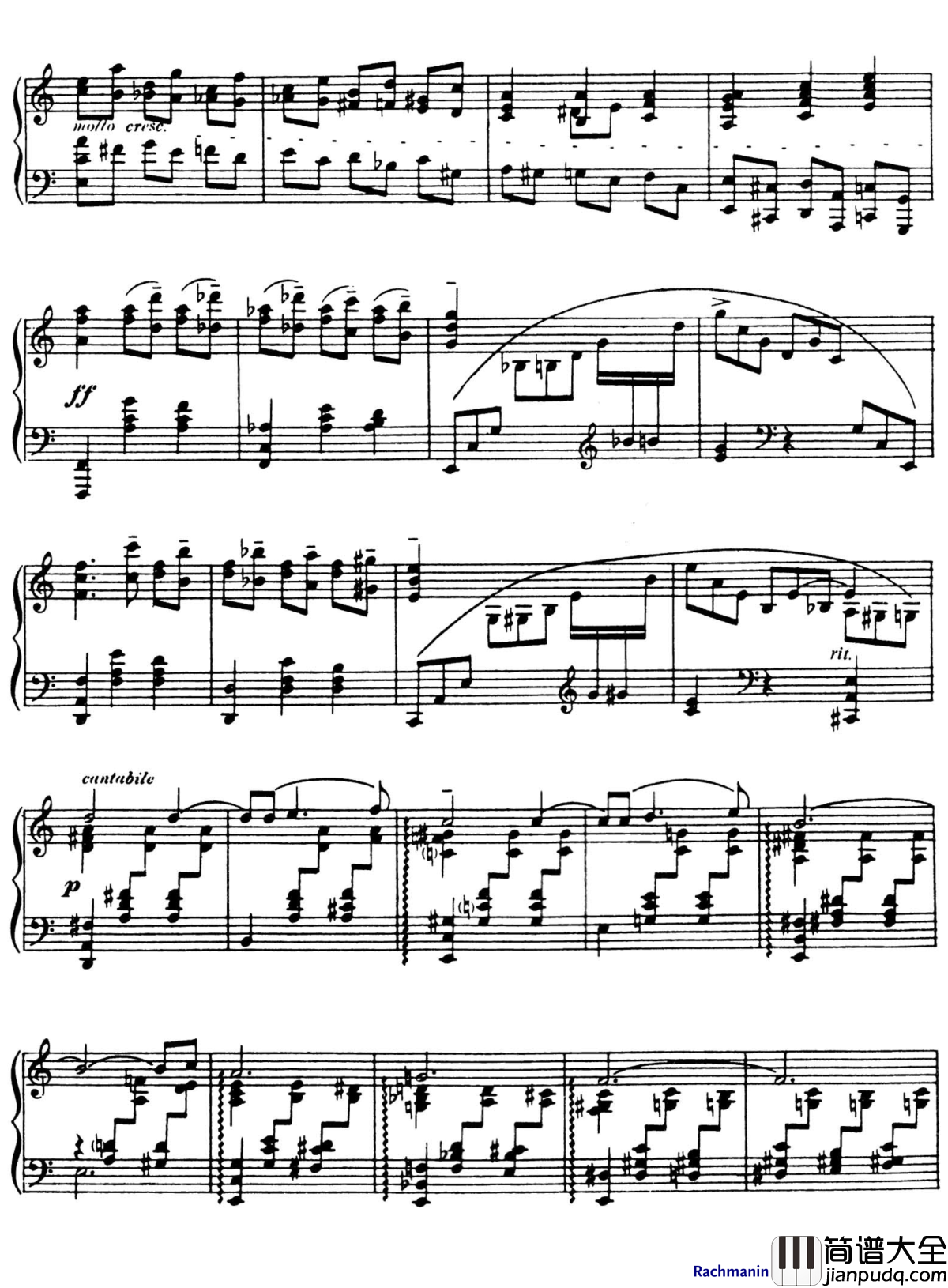 爱的忧伤钢琴谱_拉赫马尼若夫