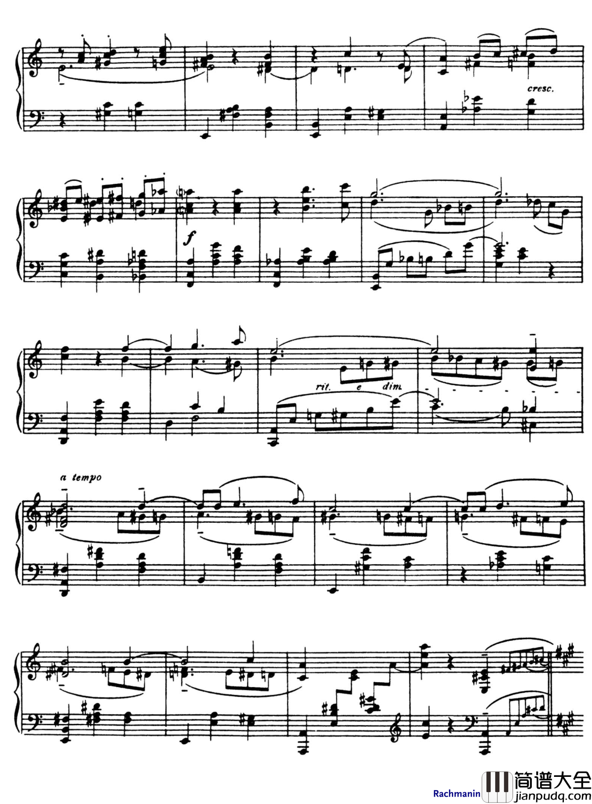 爱的忧伤钢琴谱_拉赫马尼若夫