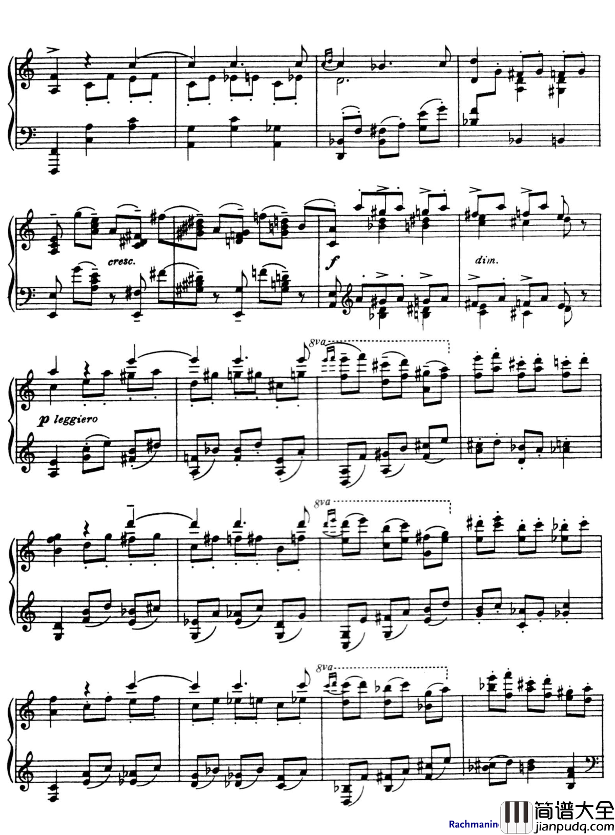 爱的忧伤钢琴谱_拉赫马尼若夫